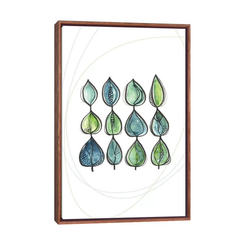 Water Water Leaves - impression d'art graphique, Toile avec cadre brun, H 40 po x l 26 po x P 1,5 po, Pas de tapis