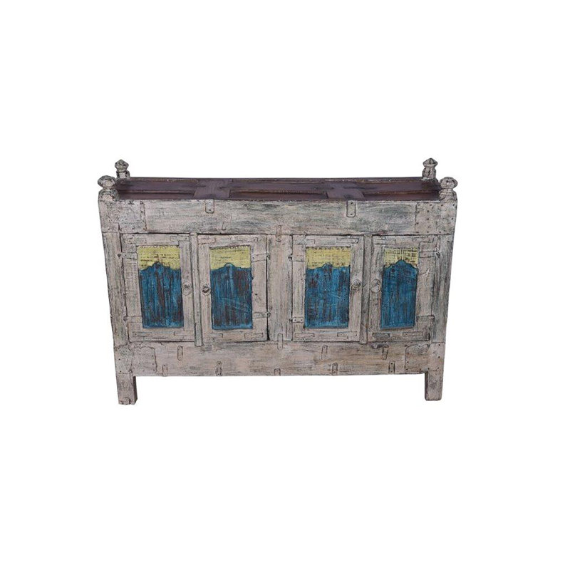 Buffets 4 portes en bois recyclé avec finition peinte, Moulen, 53 x 18 x 38