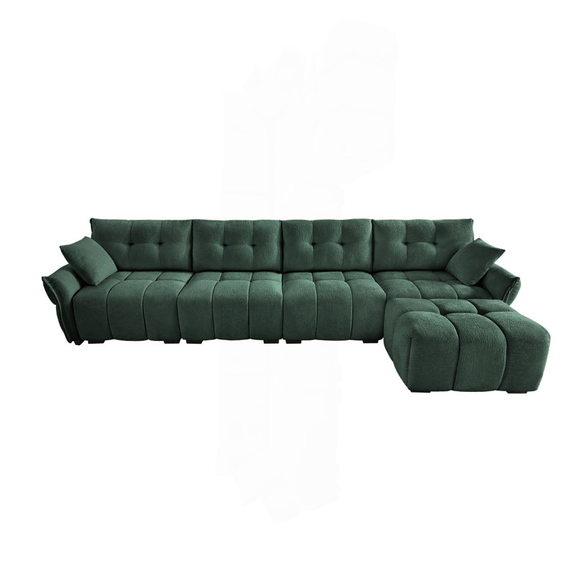 Canapé polyvalent configurable à 4 places avec repose-pieds et matériaux de qualité supérieure pour divers espaces, 4, Vert