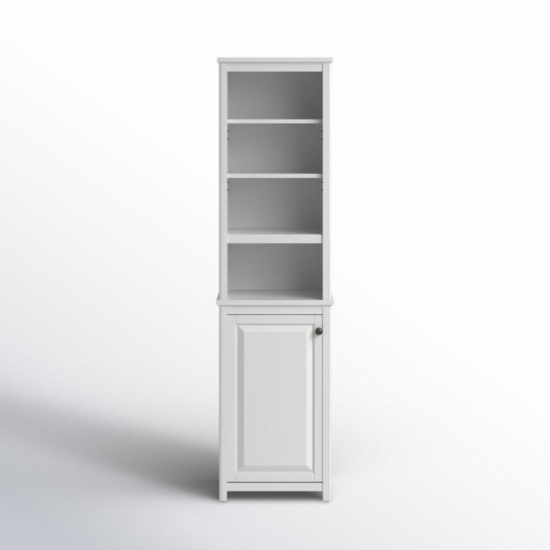 Dorset Bathroom Tower Cabinet with Open Shelves & Door Storage