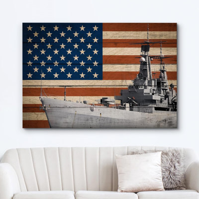Drapeau américain sur bois, impression sur toile