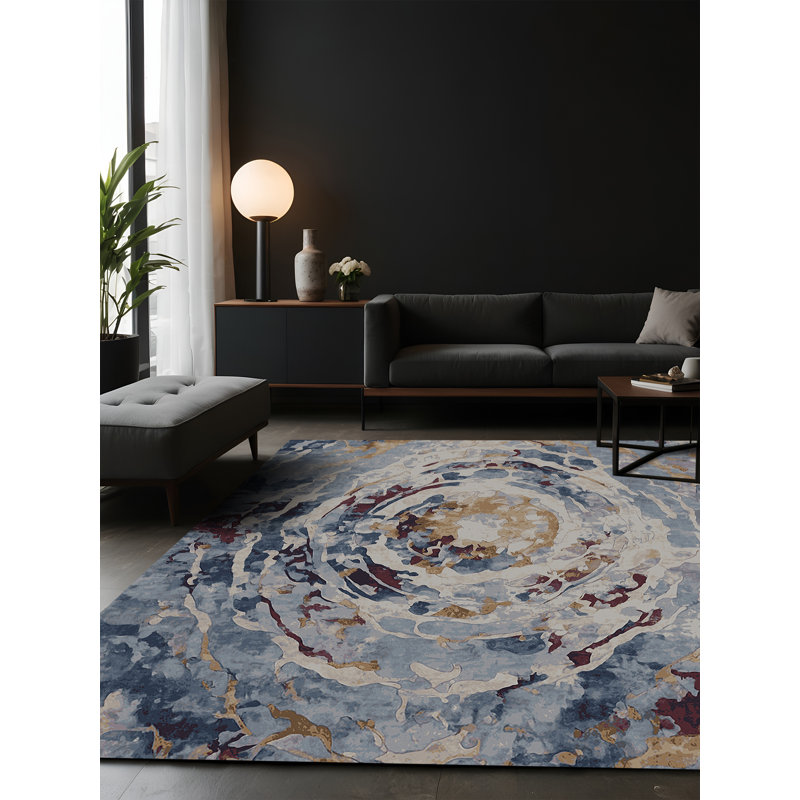 Tapis gris soyeux et moelleux, Carré 6 pi