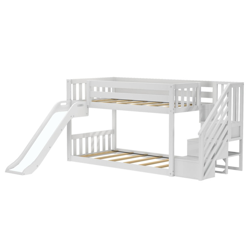 Lit superposé simple en bois massif Kincer, Blanc