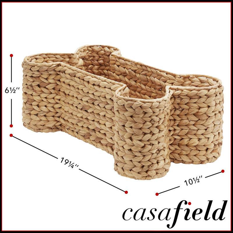 Dog Bone Shaped Storage Basket Organizer Bin for Pet Toys, Natural, Tan