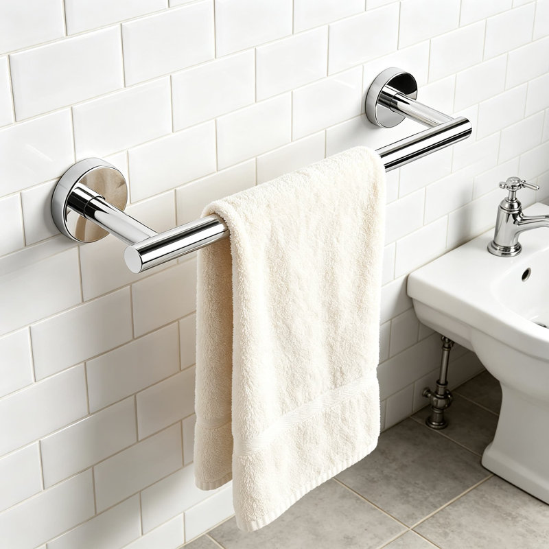 Barre à serviettes en acier inoxydable de qualité supérieure pour salle de bain - Porte-serviettes mural robuste avec finition chromée antirouille - Installation facile pour une utilisation polyvalente