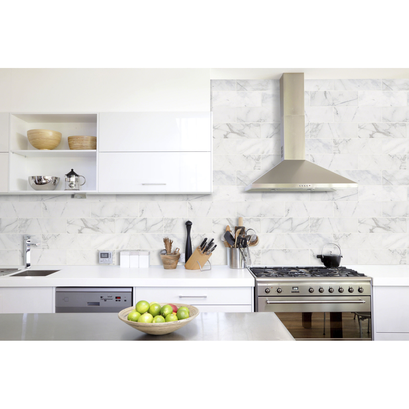 Venatino Elysia 4 in. x 12 in. Honed Marble Subway Floor and Wall Tile