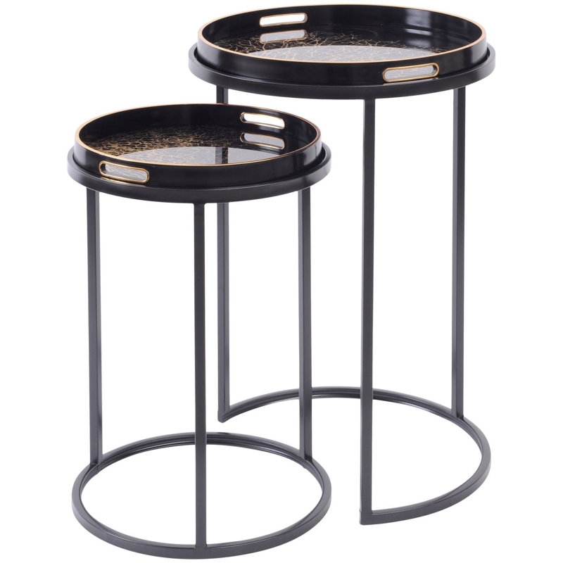 Coral Design Set of 2 Side Tray Tables