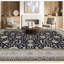 Tapis noir et ivoire de haute qualité noué à la main