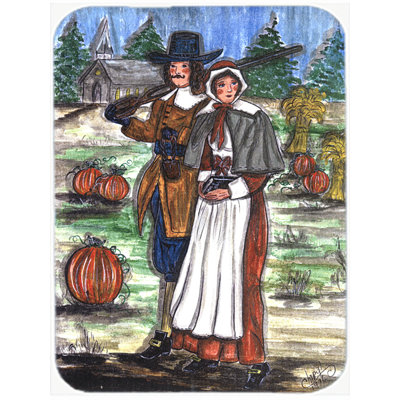 Pilgrams Thanksgiving Glass Cutting Board