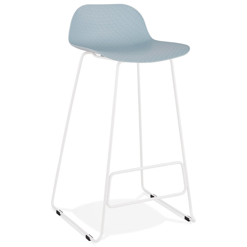 Maez Counter Stool with Metal Frame, Blue/White