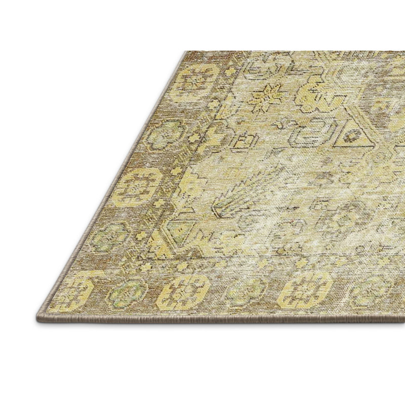 Tapis jaune/brun traditionnel Bawnard, Rectangle 5 pi x 7 pi