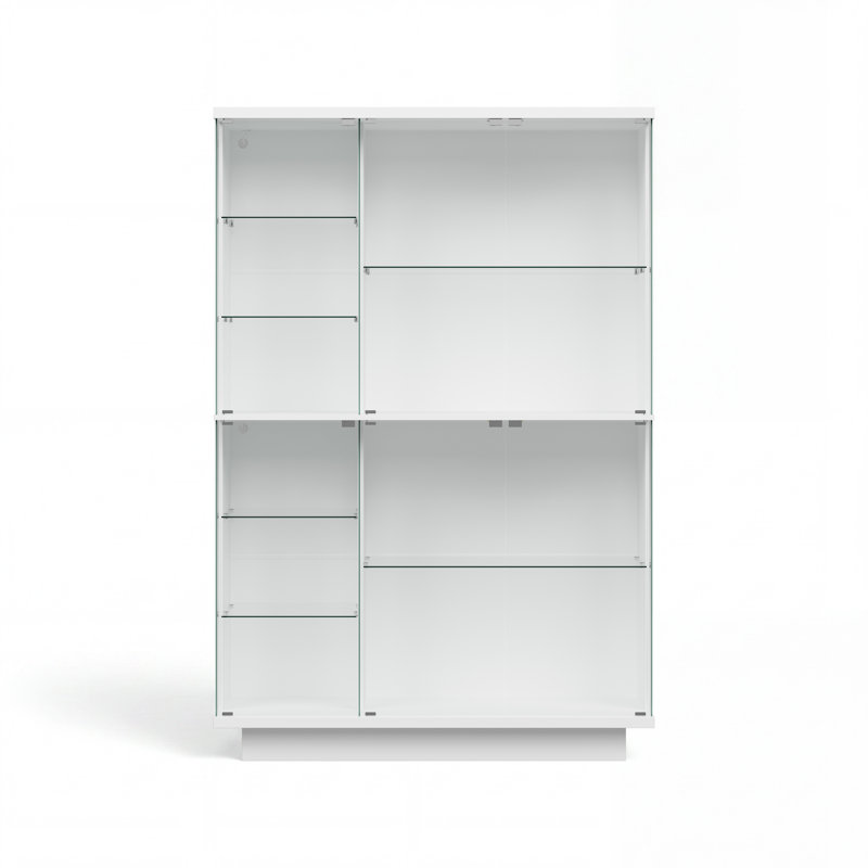 Vitrine à deux zones avec lumières DEL à changement de couleur | 2 vitrines indépendantes, tablettes en verre et sécurité anti-basculement
