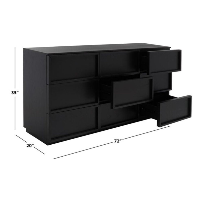 Commode à neuf tiroirs, Noir