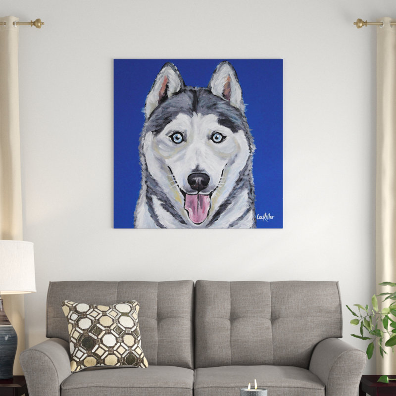 « husky leia », peinture sur toile tendue Hippie Hound Studios, H 26 po x l 26 po x P 1,5 po, Toile avec cadre noir