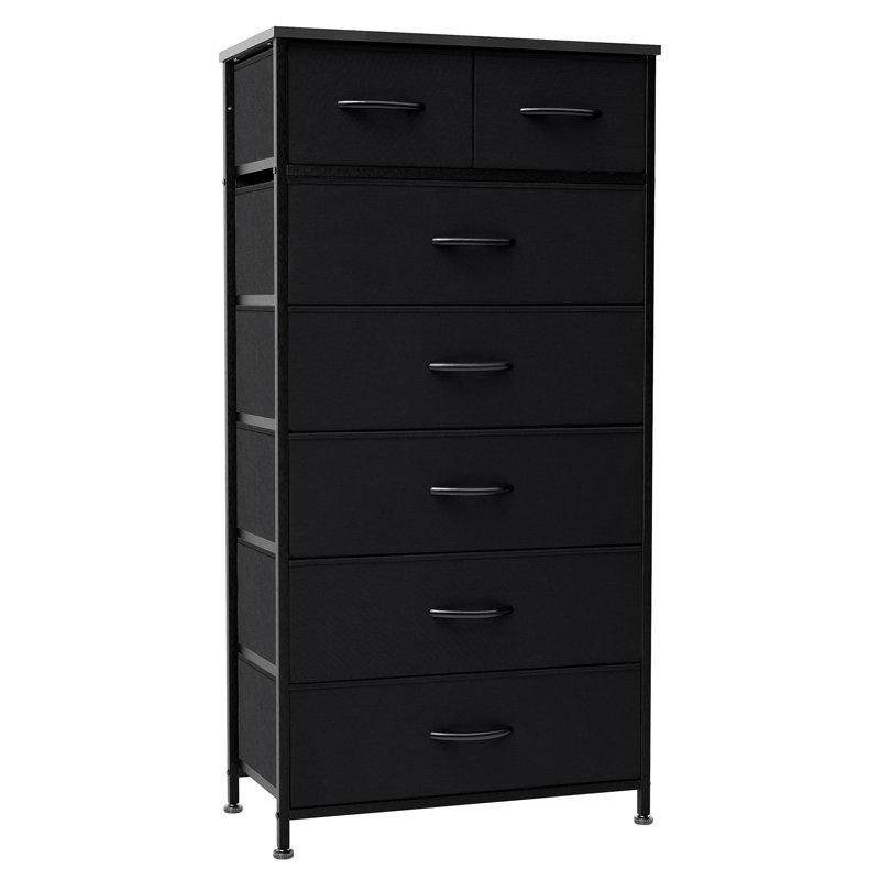 Commode 7 tiroirs 23,22 ", noir, Noir