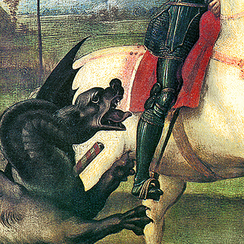 Saint George Fighting the Dragon, 1505 par Raffaello Sanzio, reproduction d'art encadrée