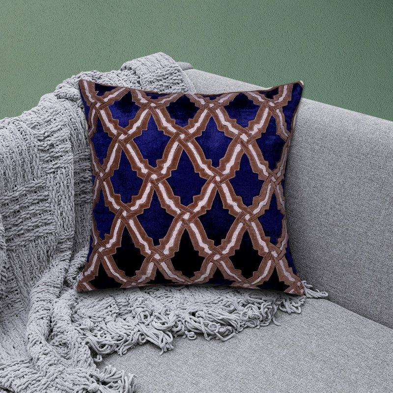 Ensemble de housses de coussin en lin bleu marine en velours avec broderie - décoration de chambre de Noël 18 po x 18 po