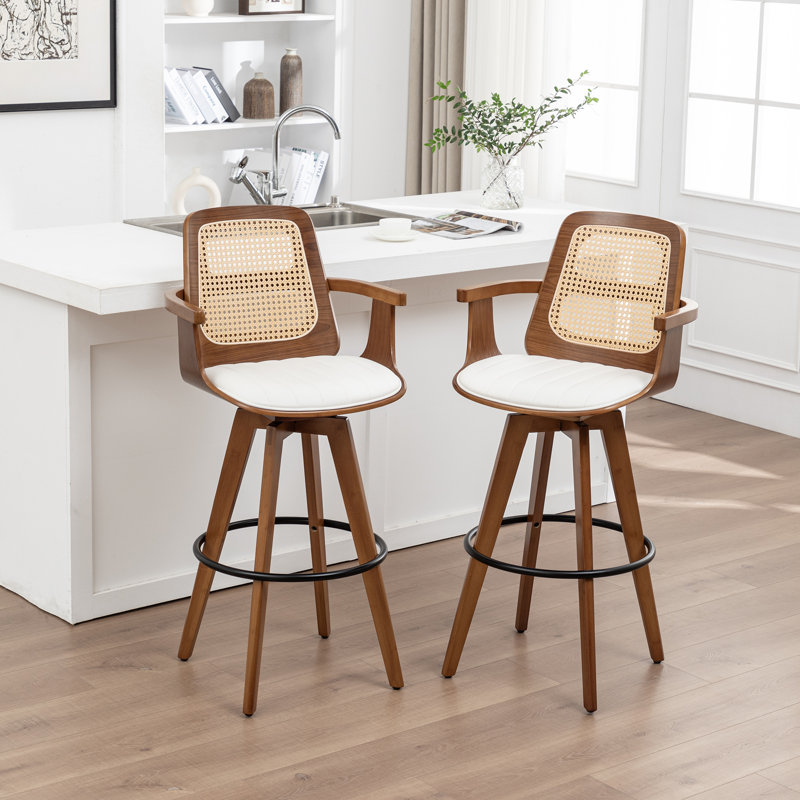 Tabouret de comptoir pivotant Clero, Beige, Tabouret de bar (siège d'une hauteur de 30 po)