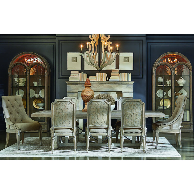 Cirrus Beige Linen Upholstered Wood Side Chair with Nailhead Trim