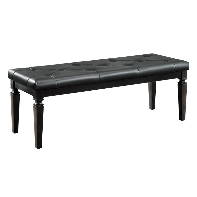 Waldon Faux Leather Upholstered Bench, Black