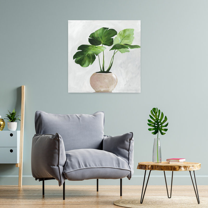 Feuilles vertes en pot minimalistes, nature paisible, plante, art, H 24 po x l 24 po