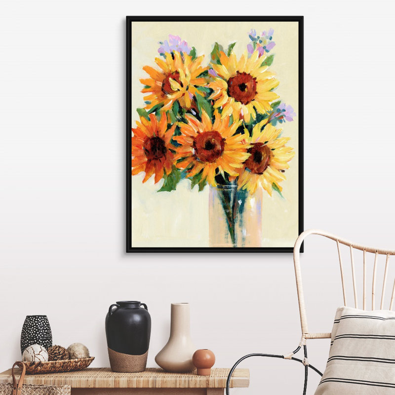 Fleurs fraîches coupées I, art mural sur toile, Cadre noir, H 30 po x l 40 po x P 1,25 po
