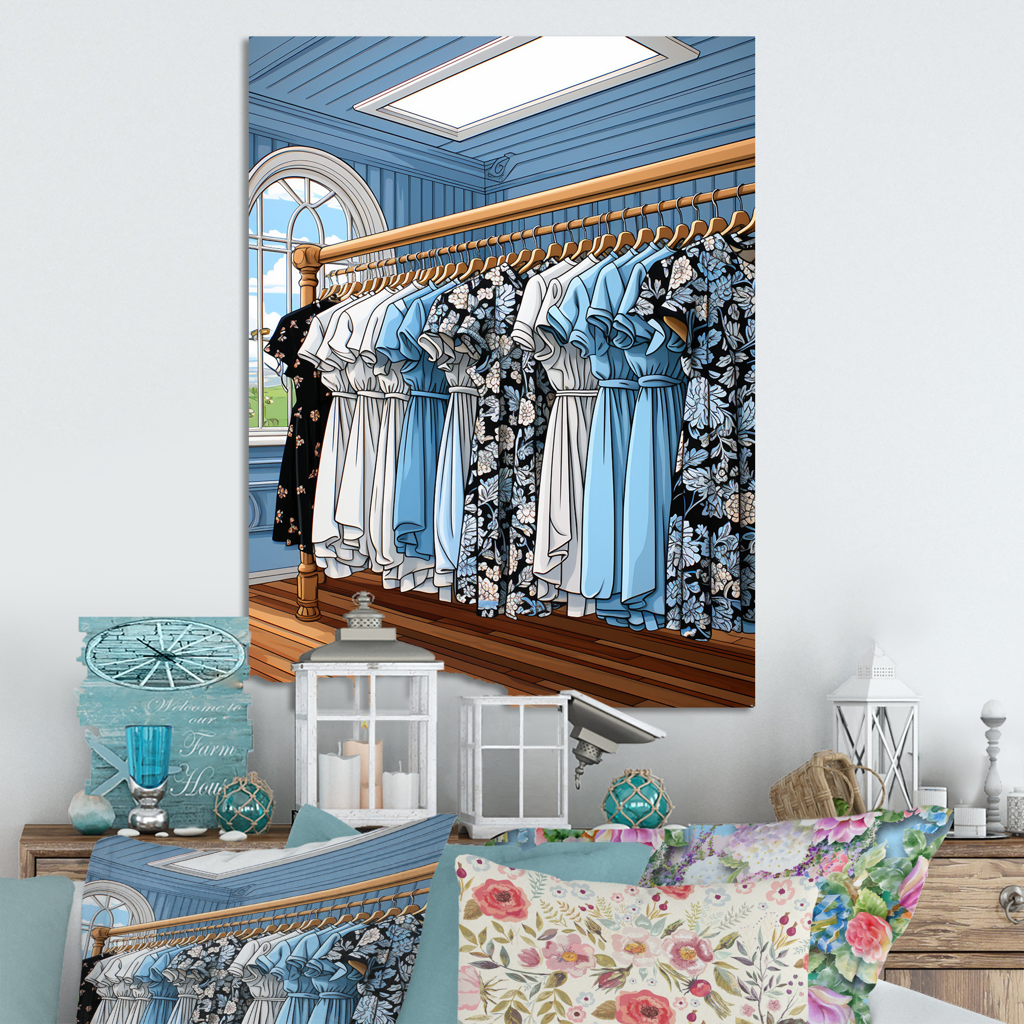 Lark Manor™ Blue Nouveau Laundry Couture - Laundry Metal Wall Art | Wayfair