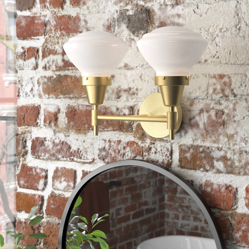 Éclairage pour meuble-lavabo à 2 lumières à intensité variable Gayle, Chrome poli, Blanc mat