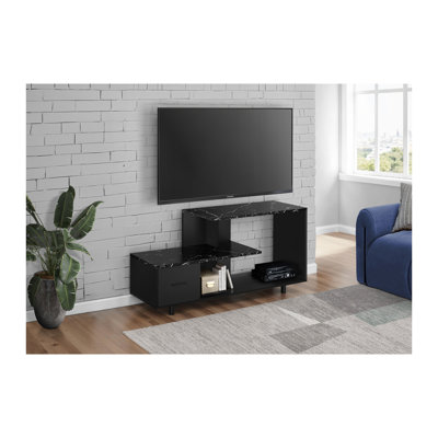 Meuble télé avec tiroir de rangement et style Art déco en marbre noir