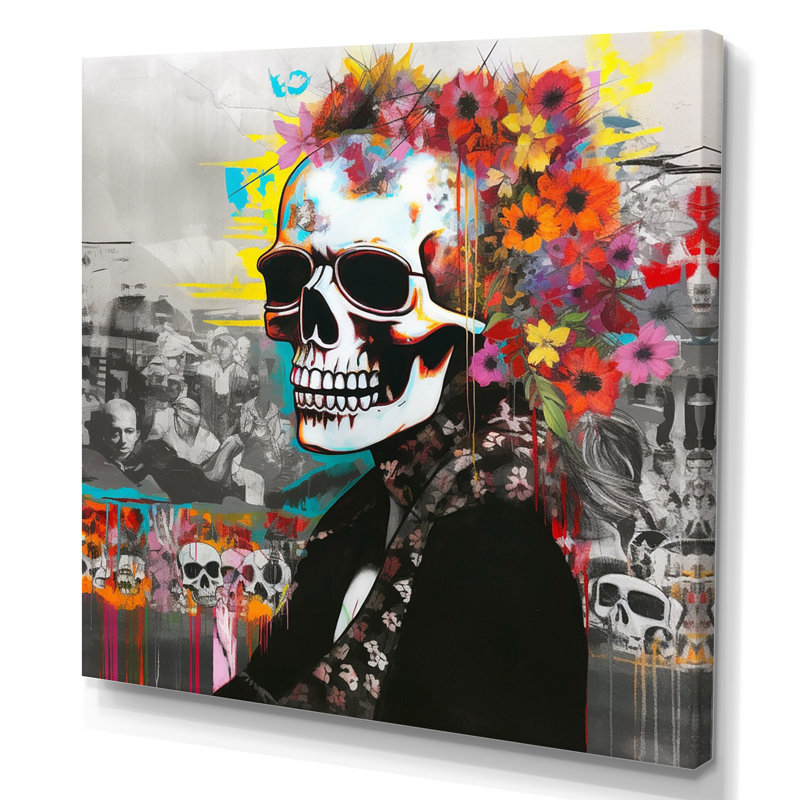 Graffitied Skull II sur impression sur toile, Toile tendue, H 24 po x l 24 po x P 1 po