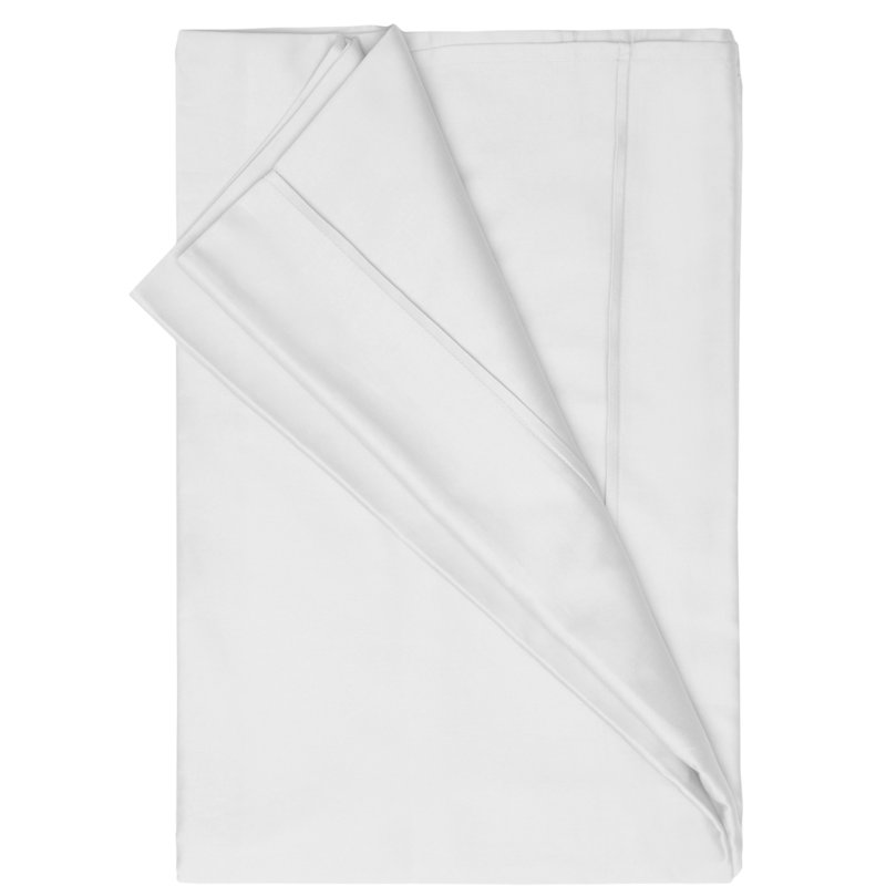 600 TC 100% Cotton Range Sateen Flat Sheet, Single (3'), White