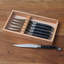 Ensemble de 6 couteaux à steak Laguiole, noir Platine dans une boîte en bois avec couvercle en acrylique-132499859
