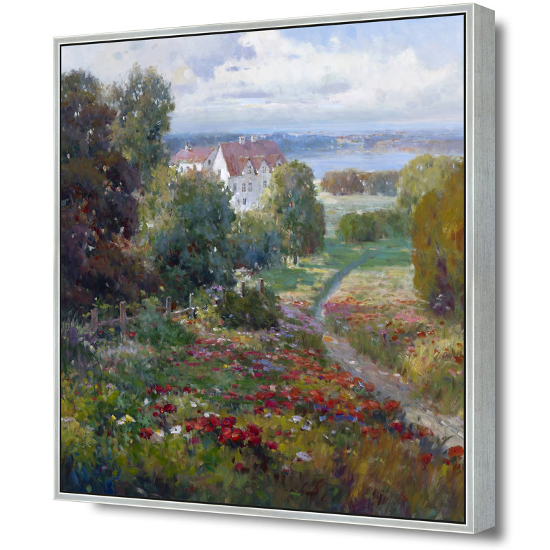 The Manor Path Print, Silver, 26" H x 26" W