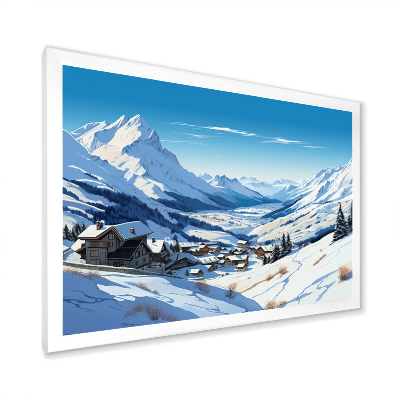 Alpinisme solitude Winter Glow V - décorations murales montagnes d'hiver, Cadre de coin blanc fermé