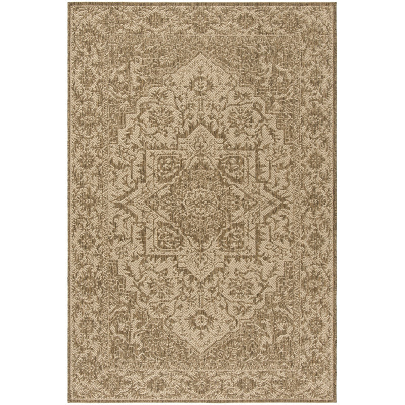 Danya Cream/Beige Indoor/Outdoor Area Rug, Rectangle 4' x 6'