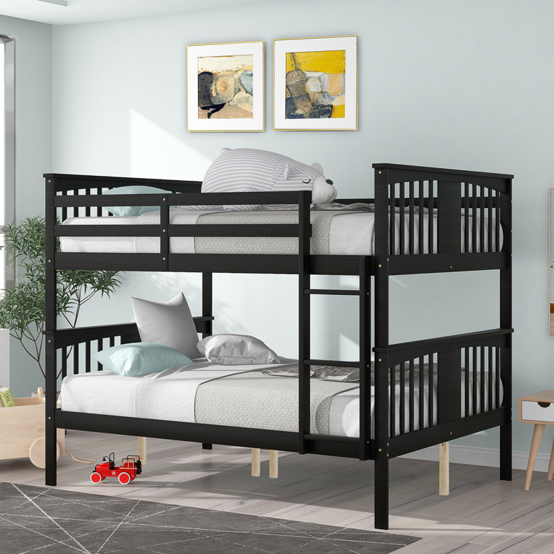 Lit superposé avec échelle pour meubles de chambre à coucher, chambre d'amis, Espresso
