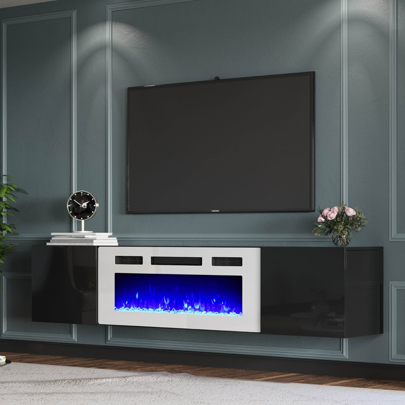 Meuble télé Bhhatu Highgloss, 68", Noir / blanc