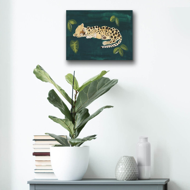  «Lethargic Leopard 2» par Alicia Longley, art mural en verre acrylique, 16 po x 12 po
