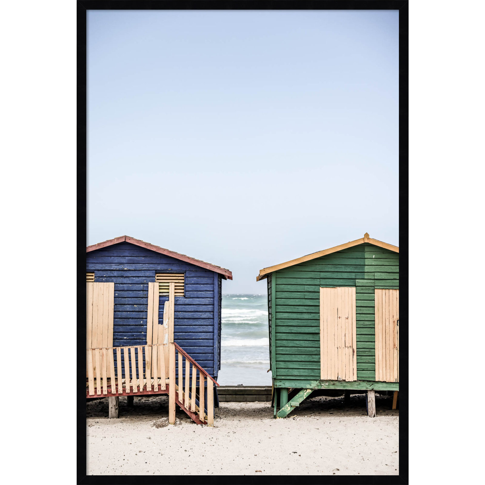 Popplewell "Blue and Green Huts" Print, Black, 41" H x 28" W