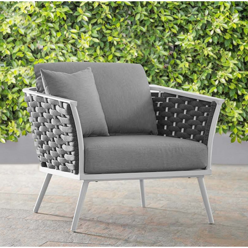 Stance Outdoor Patio Aluminum Dining Armchair, Charcoal, Gray