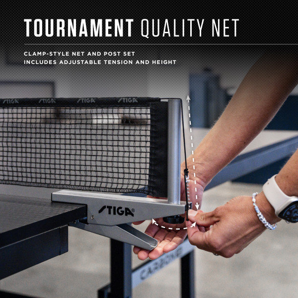 STIGA Carbon18 Table Tennis Table – 18mm Playfield - QuickPlay Assembly - Integrated Ball Storage - Tournament-Grade Net - Playback Mode