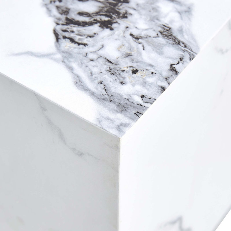 Table basse en panneau de fibres à densité moyenne, Blanc, Marbre