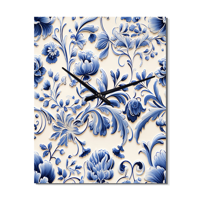 Horloge murale florale bleue, Moyen