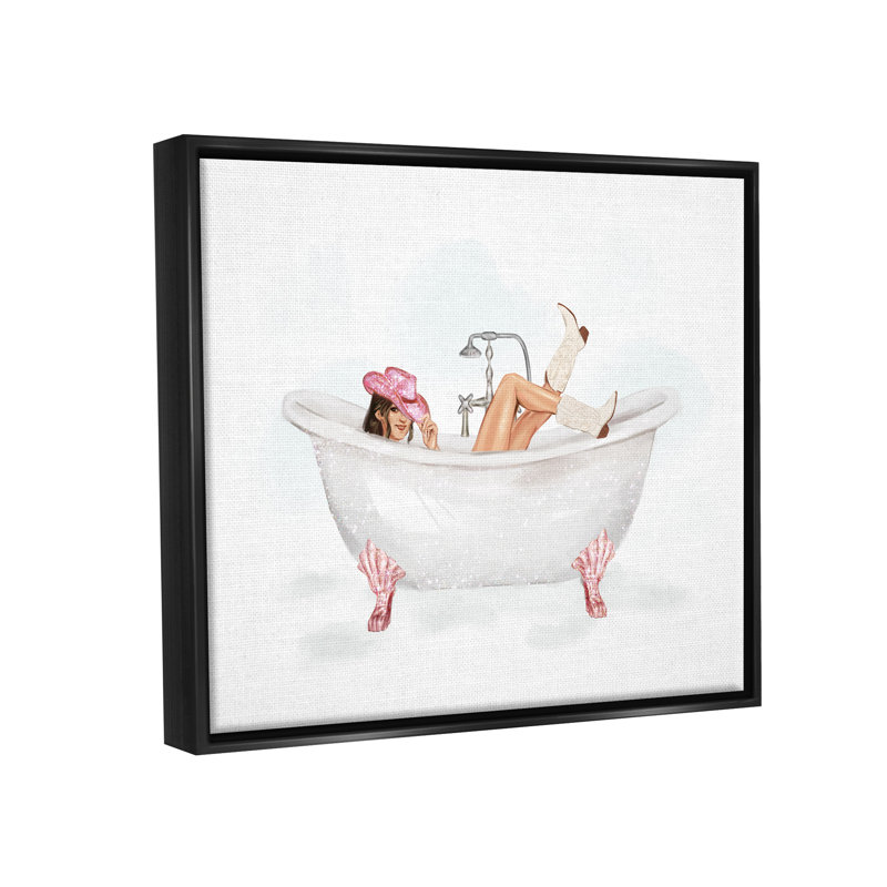 «Glam Cowgirl In Tub», reproduction encadrée sur toile par Ziwei Li, Cadre flottant noir de jais
