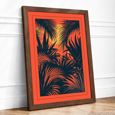 Sunset Fronds Tropical - Framed Print