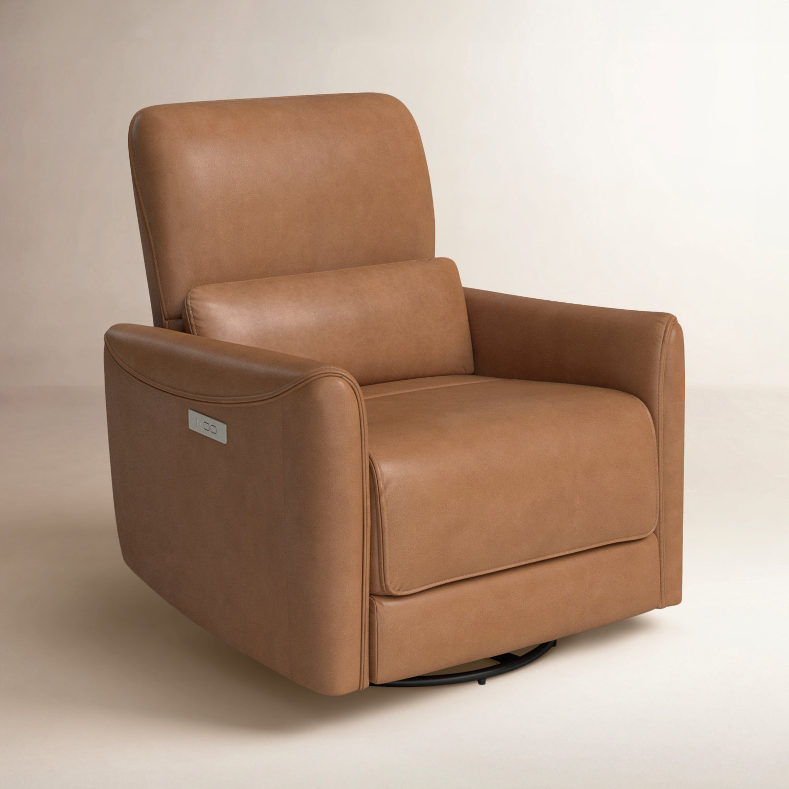 Santo 33" Genuine Leather Swivel Power Recliner, Aline Butternut Top Grain Leather
