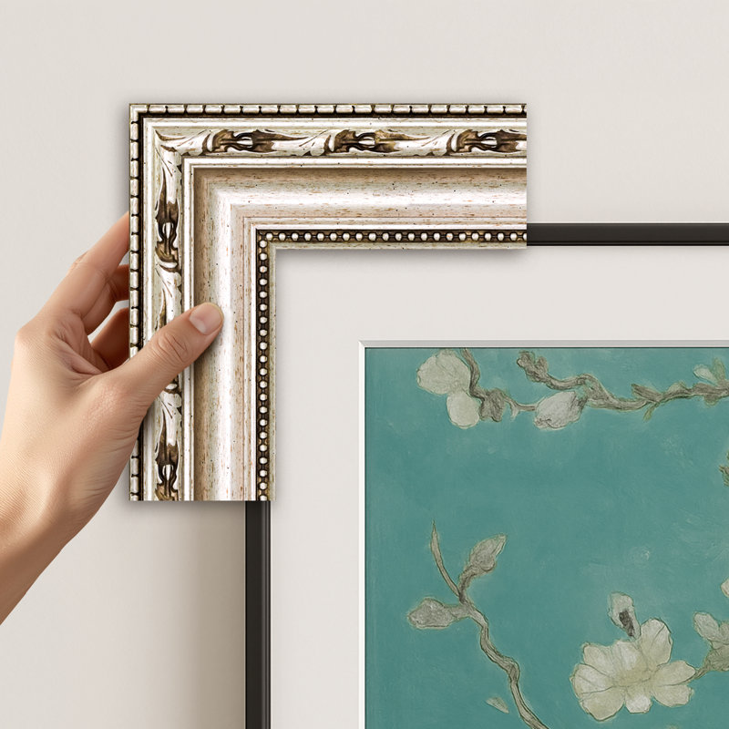 Ornate Silver Deco TV Frame for Samsung Frame TV and Frame Pro, Ornate Silver, 85"