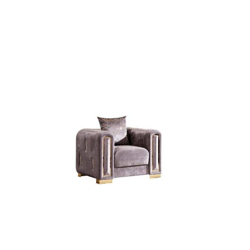Fauteuil en velours de 43 po Foehr, Velvet argent