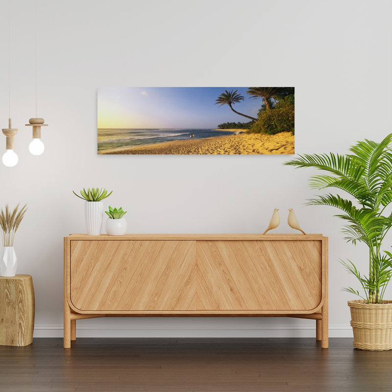 «Surfer On Beach Hi Abstract Palm Tree Beach», art mural, H 36 po x l 12 po