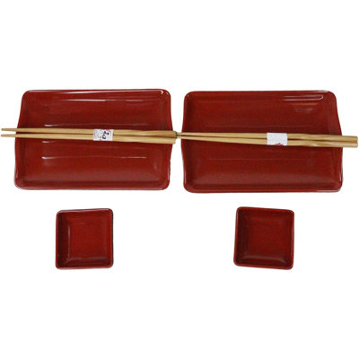 Wavy Sushi Plates Sauce Dishes And Chopsticks Set Serves 2